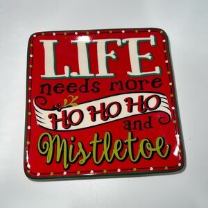 Cracker Barrel Red and Green Holiday Mistletoe trinket dish